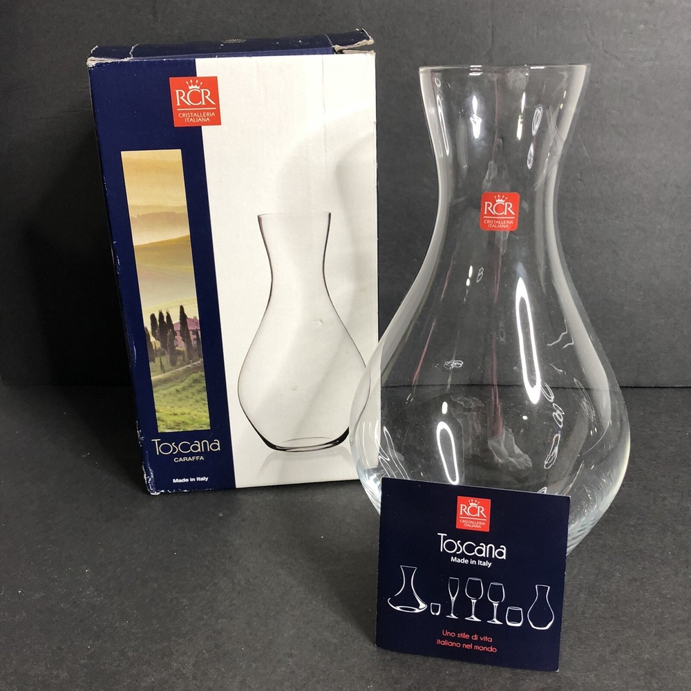 RCR Toscana Wine Carafe Italian Tuscan Crystal 2 Liter 10.5" Clear Italy NEW